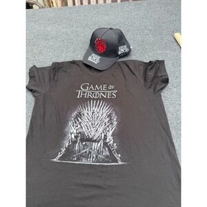 Game of Thrones Shirt Hat Mens Medium Black House Targaryen Iron Throne Bundle